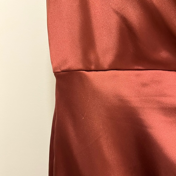 Revelry Rory Satin Bridesmaids Dress - Terracotta Rush - Picture 6 of 10